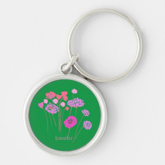 Porte-clés Plutôt Moderne Vert Floral (Devant)