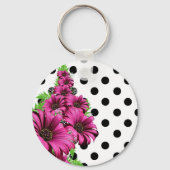 Porte-clés Plutôt Rose Fleurs Polka Dot (Recto)