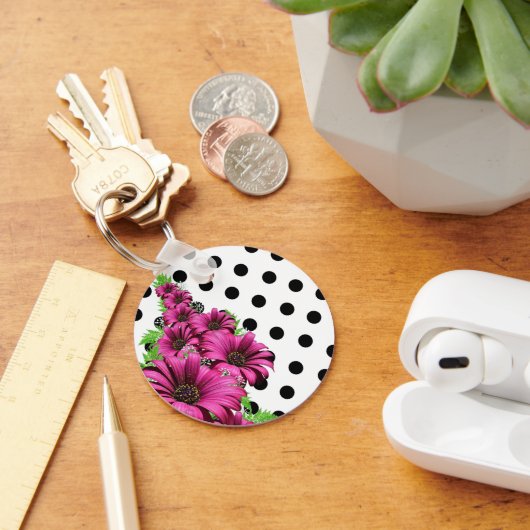 Porte-clés Plutôt Rose Fleurs Polka Dot (Bureau)