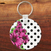 Porte-clés Plutôt Rose Fleurs Polka Dot (Recto)