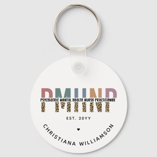 Porte-clés PMHNP Empreinte de léopard Psychiatrie Santé menta (Recto)