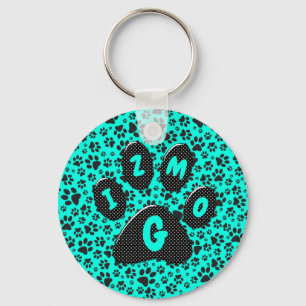 Porte-clés Poches de chien noir et blanc Pointe Polka sur cya