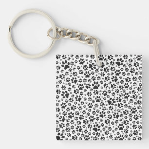 Porte-clés Poches de chien noir et blanc Poka Dot