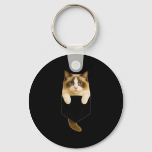 Porte-clés Pocket de chat Ragdoll Drôle Cadeaux Chat Maman Ch