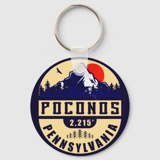 Porte-clés Pocono Mountains Pennsylvanie - Souvenirs rétro (Recto)
