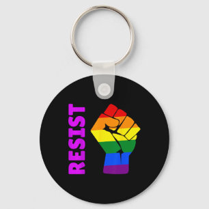 Porte-clés Poing levé arc-en-ciel pro-lgbt #résister Anti-tru
