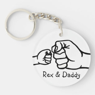 Porte-clés Poing Levé Papa & Moi Noms Personnalisés