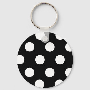 Porte-clés Point de polka noir et blanc
