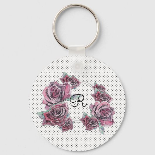 Porte-clés Pointe d'aquarelle rouge pour femmes Clavier initi (Recto)