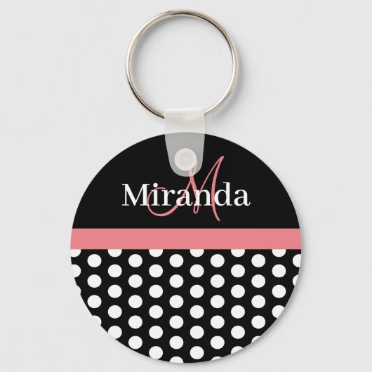 Porte-clés Pointe Polka Rose Noir (Recto)