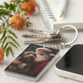 Porte-clés Pointeur à poils durs Griffon Noël du Père Noël (Devant droit)