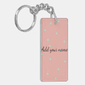 Porte-clés Points abstraits bleu orange ajouter nom texte t t (Devant gauche)
