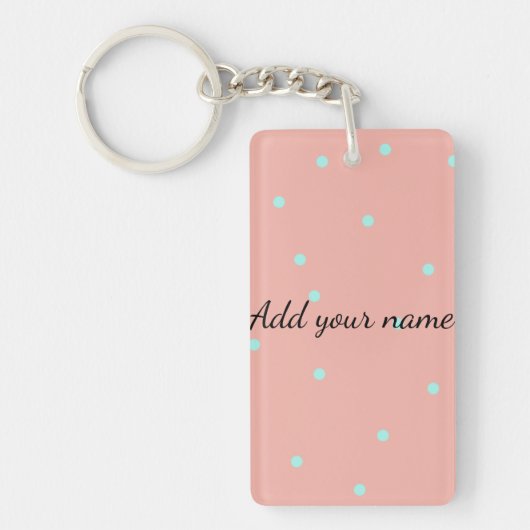 Porte-clés Points abstraits bleu orange ajouter nom texte t t (Devant)
