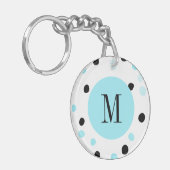 Porte-clés Points bleu et noir Monogramme (Devant gauche)