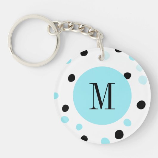Porte-clés Points bleu et noir Monogramme (Devant)