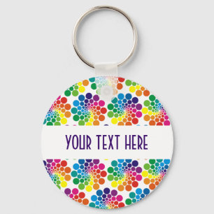 Porte-clés Points Couleur Cercle Motif + votre dos. & texte