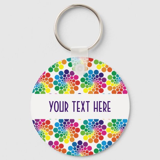 Porte-clés Points Couleur Cercle Motif + votre dos. & texte (Recto)