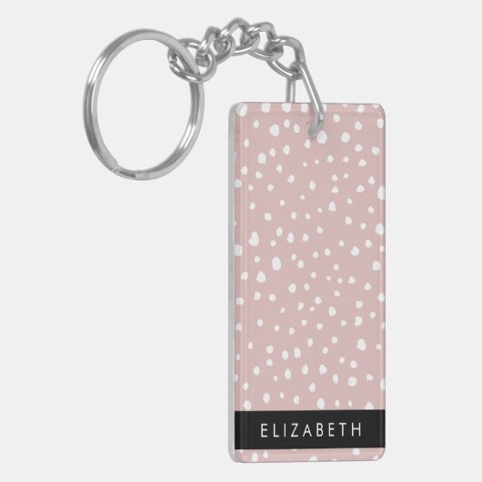 Porte-clés Points Dalmatiens Rose, Points Dalmatiens, Votre N (Devant gauche)