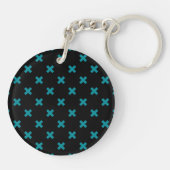 Porte-clés points de croix turquoises sur noir (Dos)