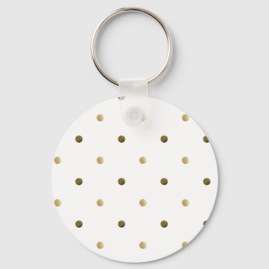 Porte-clés Points d'or blancs Pois sur blanc (Recto)