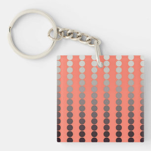 Porte-clés Points en satin - corail et étain