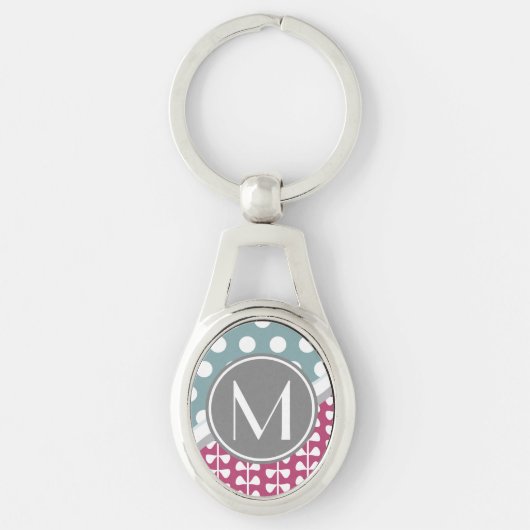 Porte-clés Points Feuille rose Personnalisé Monogramme Porte (Devant)