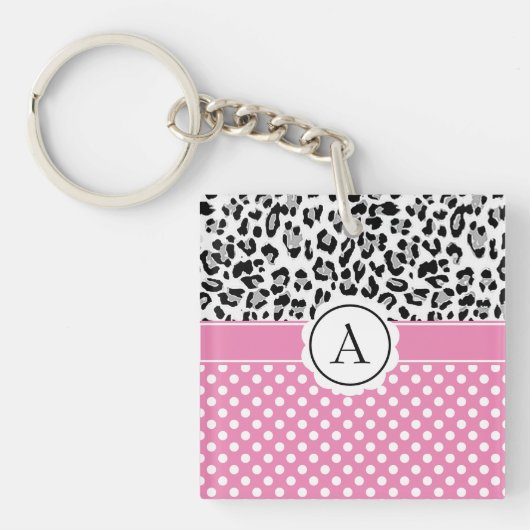 Porte-clés Points girly et imprimé animaux monogramme  (Devant)