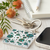 Porte-clés Points Leopard Brown et Turquoise PrintPolka (Devant Droit)