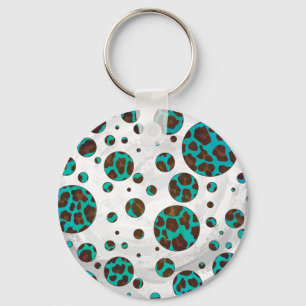 Porte-clés Points Leopard Brown et Turquoise PrintPolka