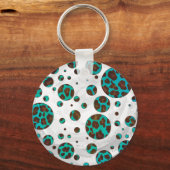 Porte-clés Points Leopard Brown et Turquoise PrintPolka (Recto)
