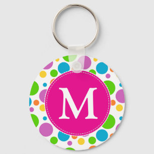 Porte-clés Points lumineux colorés Motif Monogramme rose