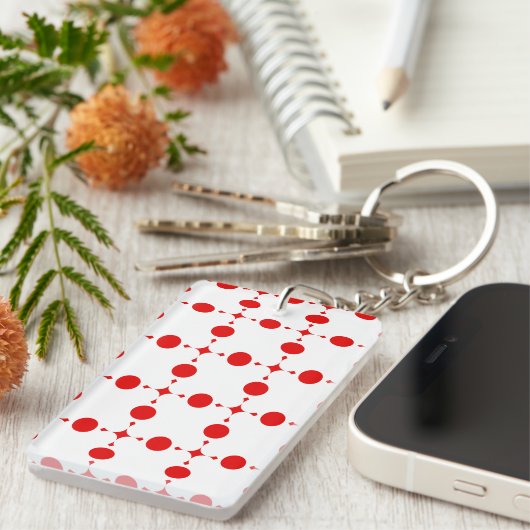 Porte-clés Points rouges, Motif à pois, Pois, Pointillé (Devant droit)