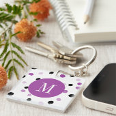 Porte-clés Points violets et noirs du monogramme (Devant Droit)