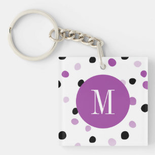 Porte-clés Points violets et noirs du monogramme