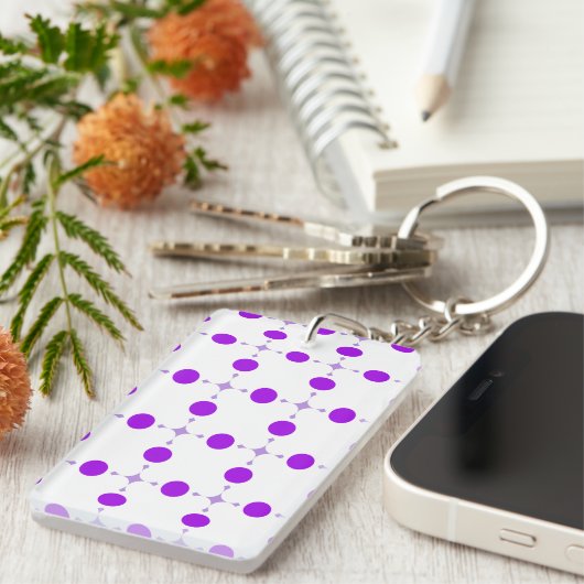 Porte-clés Points violets, Motif à pois, Pois, Pointillé (Devant droit)