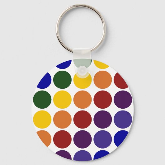 Porte-clés Pois arc-en-ciel en blanc (Recto)