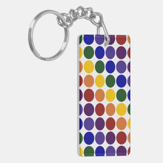 Porte-clés Pois arc-en-ciel en blanc (Devant gauche)