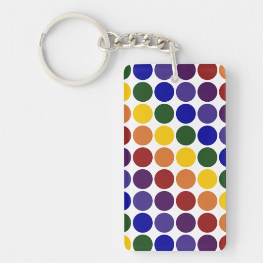 Porte-clés Pois arc-en-ciel en blanc (Devant)