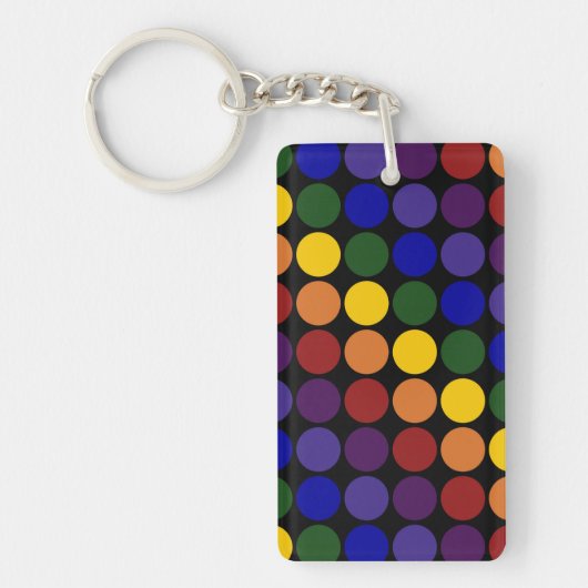Porte-clés Pois Arc-en-ciel en noir (Devant)