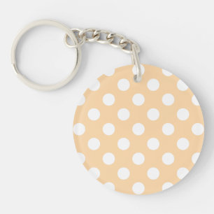 Porte-clés Pois blancs sur beige