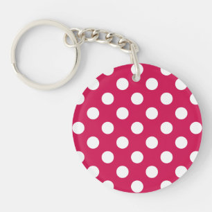 Porte-clés Pois blancs sur cerise