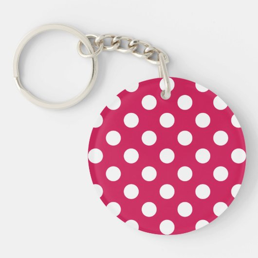 Porte-clés Pois blancs sur cerise (Devant)