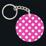 Porte-clés Pois blancs sur fuchsia<br><div class="desc">Pois blancs sur fuchsia</div>