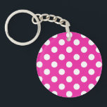 Porte-clés Pois blancs sur fuchsia<br><div class="desc">Pois blancs sur fuchsia</div>
