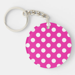 Porte-clés Pois blancs sur fuchsia