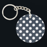 Porte-clés Pois blancs sur gris bleu<br><div class="desc">Pois blancs sur gris bleu</div>