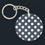 Porte-clés Pois blancs sur gris bleu<br><div class="desc">Pois blancs sur gris bleu</div>