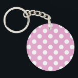 Porte-clés Pois blancs sur rose pâle<br><div class="desc">Pois blancs sur rose pâle</div>