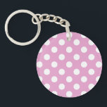 Porte-clés Pois blancs sur rose pâle<br><div class="desc">Pois blancs sur rose pâle</div>