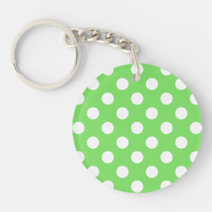Porte-clés Pois blancs sur vert pomme